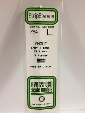 Evergreen Angle .125" - Opaque White Polystyrene - #294