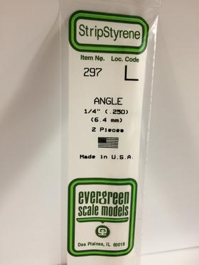 Evergreen Angle .250" - Opaque White Polystyrene - #297