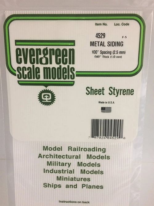 Evergreen Metal Siding .100" - Opaque White Polystyrene - #4529