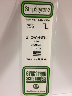 Evergreen Z Channel 4.0MM - Opaque White Polystyrene - #755
