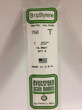 Evergreen T Channel 6.5MM - Opaque White Polystyrene - #768