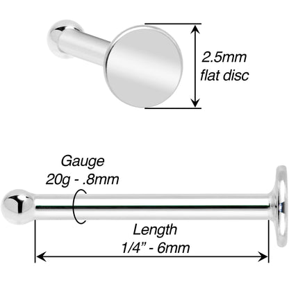 20G Solid 14k Gold Flat Disc Nose Bone