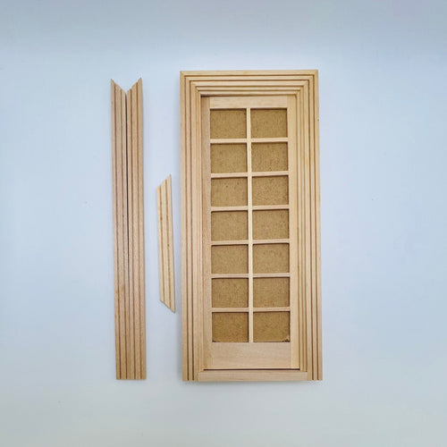 Single French Door - Unfinished - 1/12 Scale Dollhouse Miniature