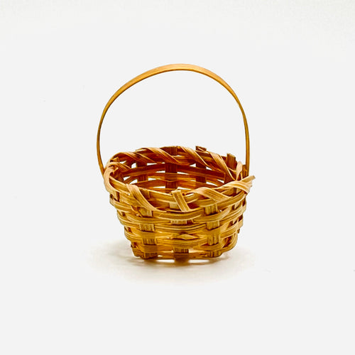 Small Basket With Handle - 1/12 Scale Dollhouse Miniature