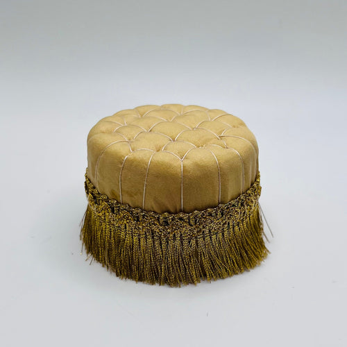 Gold Upholstered Pouf - 1/12 Scale Dollhouse Miniature