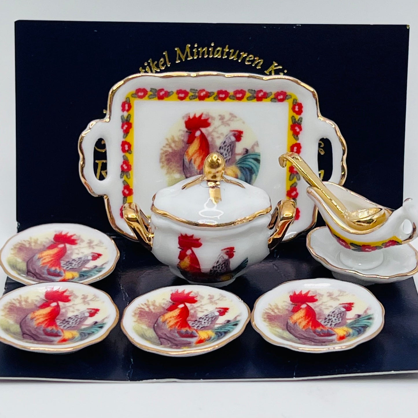 Reutter Porzellan Rooster Dinning Set- 1/2 Scale Dollhouse Miniature