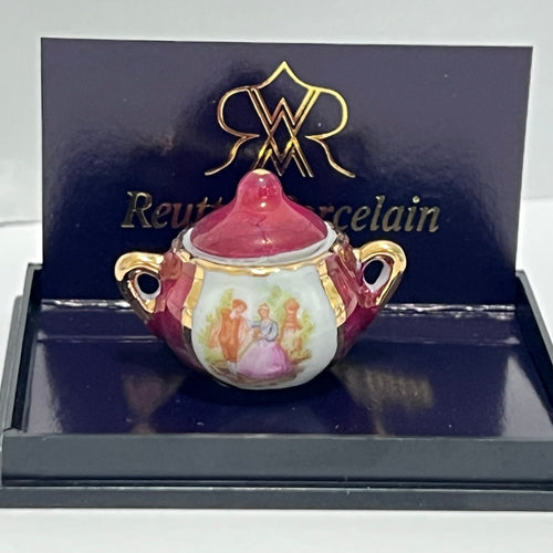Reutter Porzellan Limoges Lidded Bowl - 1/2 Scale Dollhouse Miniature