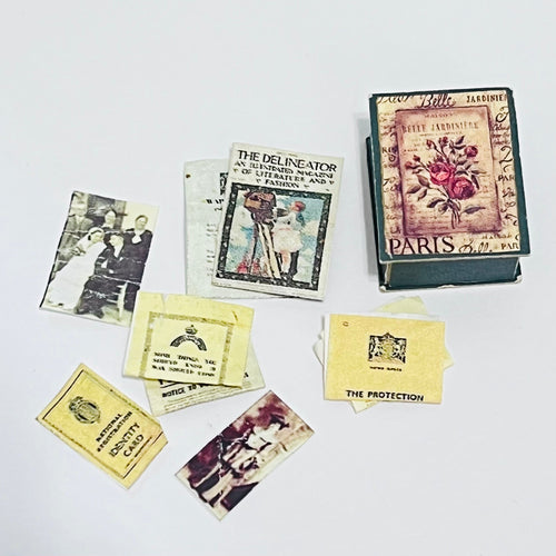 Memory Box from Paris with Old Pictures - 1/12 Scale Dollhouse Miniature