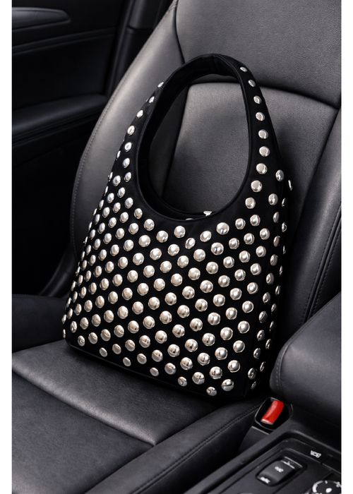 Denver Black Suede Studded Bag