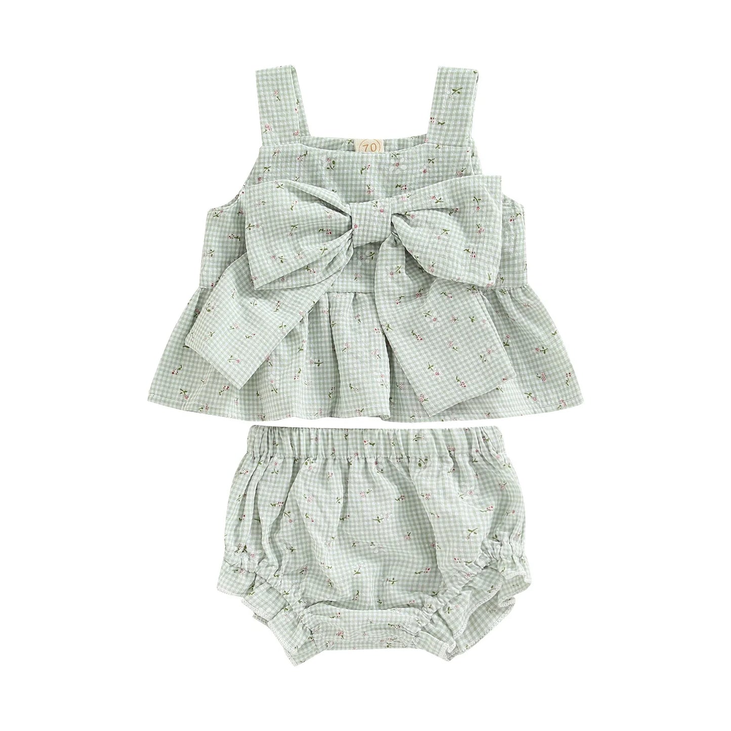 LEAH Checkered Big Bow Outfit