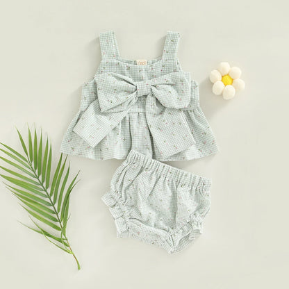 LEAH Checkered Big Bow Outfit
