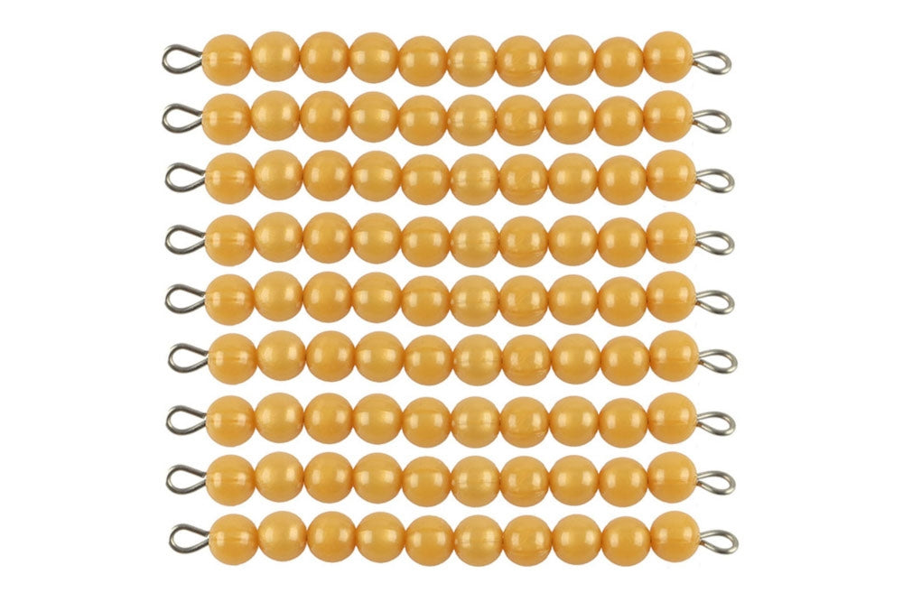9 Golden Bead Bars of Ten (C Beads)