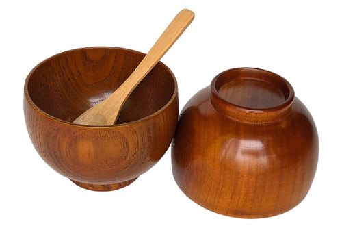 2 Wooden Bowls with Spoon
