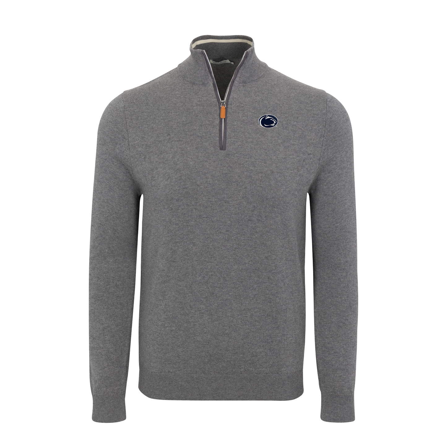 Penn State Grey with Grey Trim Luxury Touch Cotton and Cashmere Quarter Zip Sweater