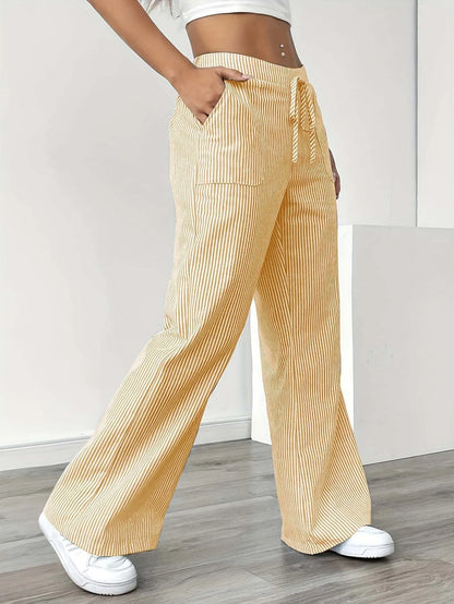 2026 new striped trousers casual and versatile street fashion loose wide leg women