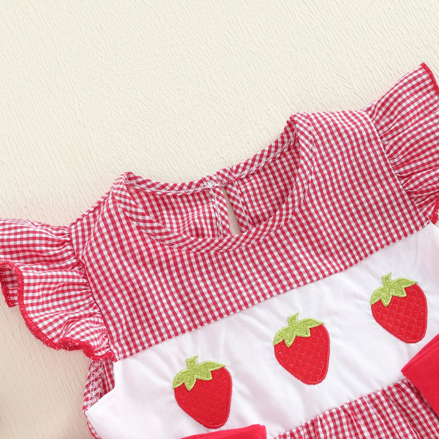 STRAWBERRIES Plaid Bowtie Romper