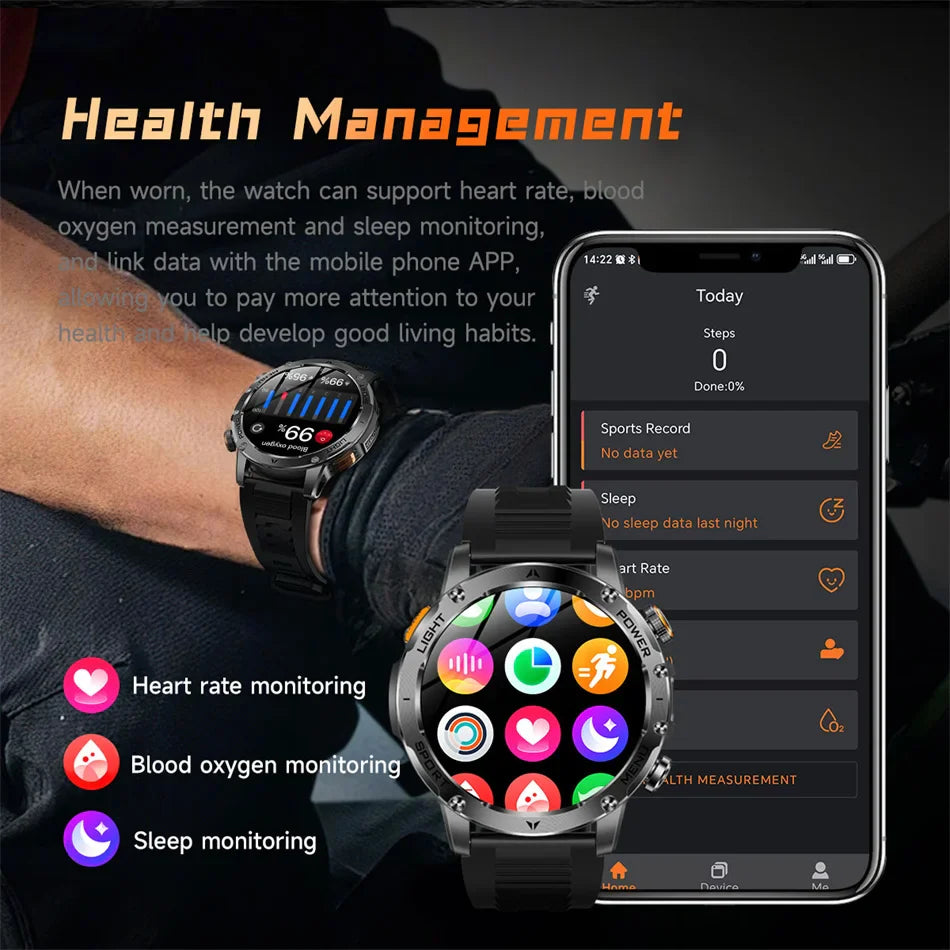 2026 Outdoor New 1000mAh Battery T-Rex 3 Military Grade Smart Watch Men IP69K Waterproof GPS HD Bluetooth Call 100+Sports Watch