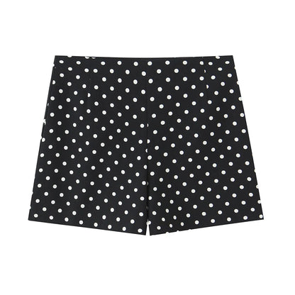2026 Women New Fashion Suit Sexy Sleeveless Backless Polka Dot Halter Slim Short Top+Side Zipper Casual Short Skirts