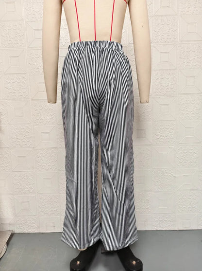 2026 new striped trousers casual and versatile street fashion loose wide leg women