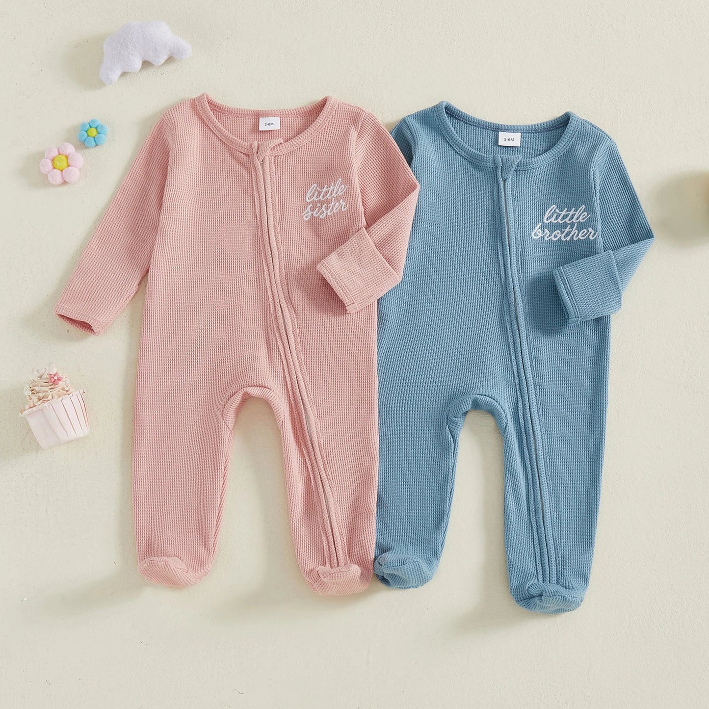 LITTLE SISTER/BROTHER Footed Jumpsuit