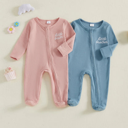 LITTLE SISTER/BROTHER Footed Jumpsuit