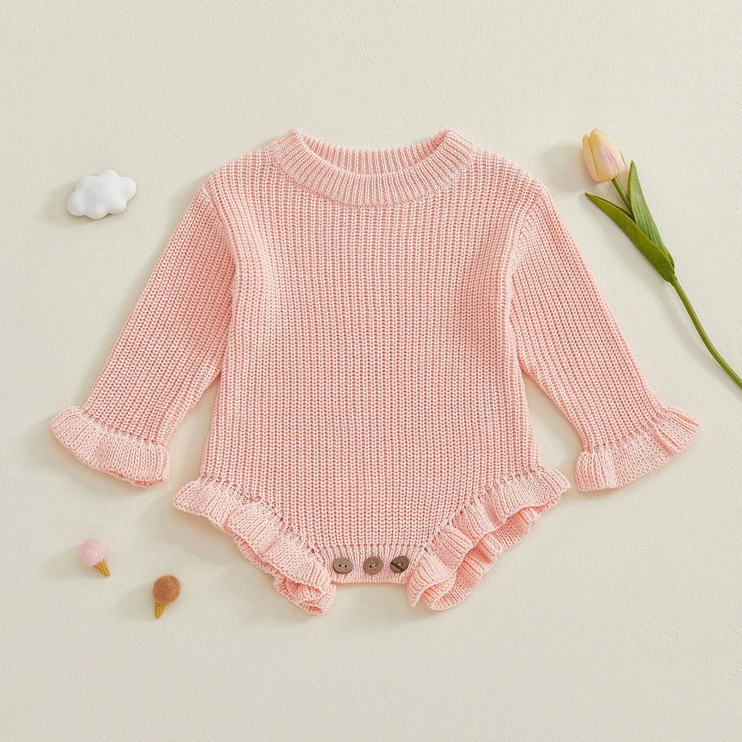 JANIE Knitted Ruffle Romper