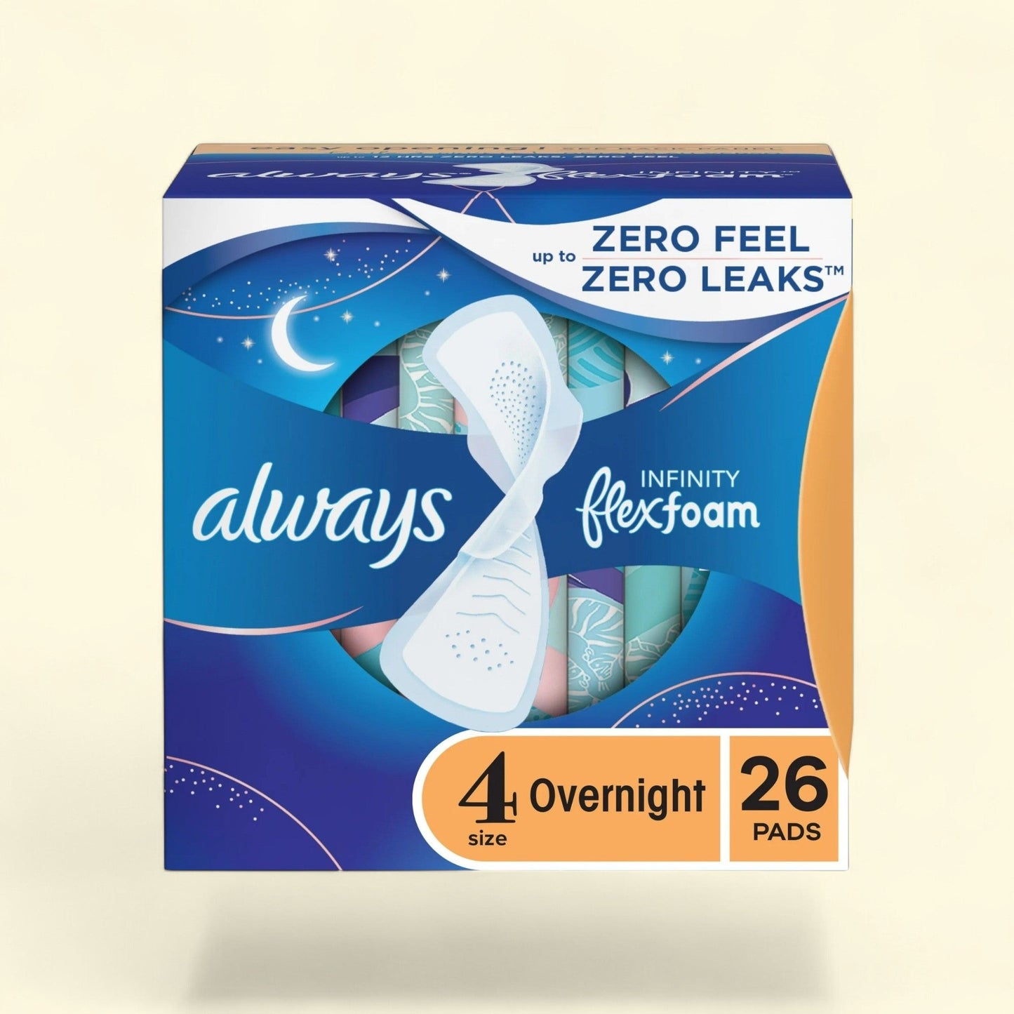 Always Infinity Feminine Pads, Size 4, Overnight Absorbency, 26 Count