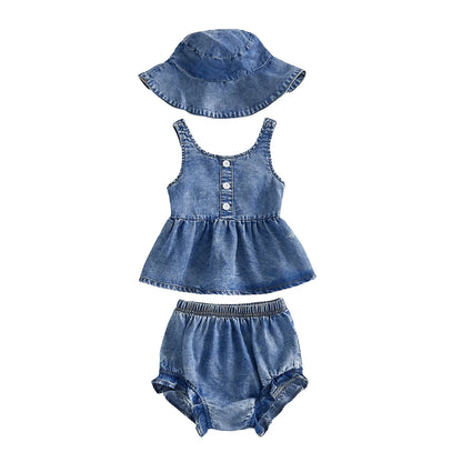 ROMY Denim Outfit with Sun Hat