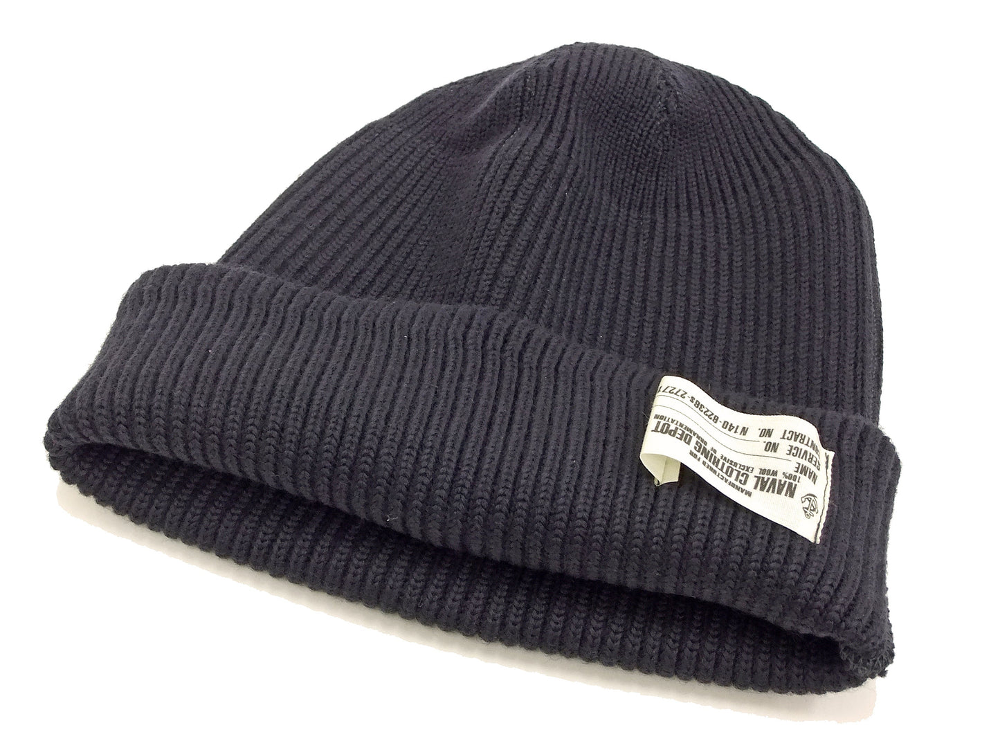 Buzz Rickson Men's U.S. Navy Watch Cap - 100% Wool Military Knit Hat - Made in Japan (BR02243 Navy Blue)