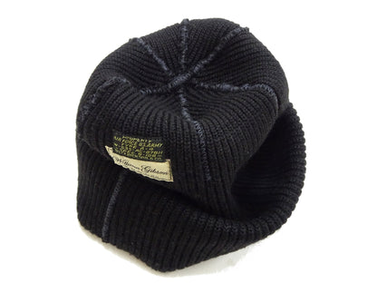 Buzz Rickson William Gibson Men's Plain Wool Knit Cap - U.S. Army Air Forces A-4 Model Reinterpreted in Black BR02272