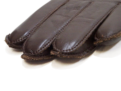 Buzz Rickson Men's Type A-10 Leather Gloves - U.S. Army Air Forces Reproduction - Made in Japan - (BR02835 02 Brown Leather with Brown Ribbed Knit Wrist Cuffs)