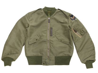 Buzz Rickson Jacket Men's L-2 Flight Jacket Plain Nylon Bomber Jacket L2 BR15125 Olive Drab