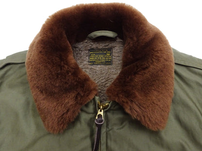 Buzz Rickson Men's B-10 Flight Jacket with Red Ribbed Trim - Superior Togs Co. Model - U.S. Army Air Forces WWII Cotton Bomber Jacket Reproduction - Made in Japan (BR15745 Olive Drab)
