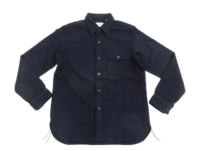 Buzz Rickson US Navy CPO Shirt Mens Plain Long Sleeve Wool-Flannel Shirt BR24961 Navy-Blue