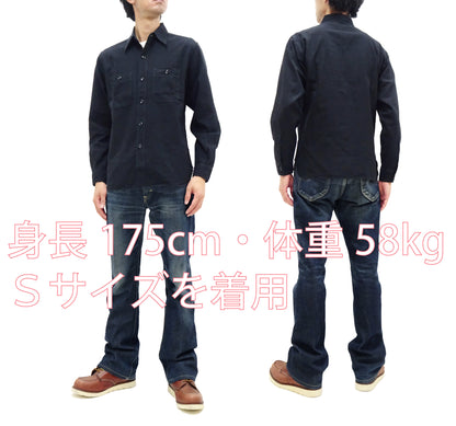 Buzz Rickson Shirt Men's William Gibson Plain Long Sleeve Chambray Shirt BR29143 Black