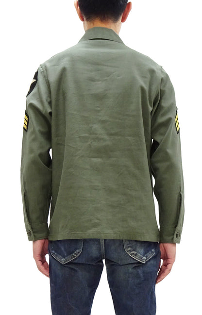 Buzz Rickson Men's U.S. Army OG-107 Utility Shirt with Patches (Relaxed Fit) - John Lennon Model Reproduction - Made in Japan (BR29586 Olive)