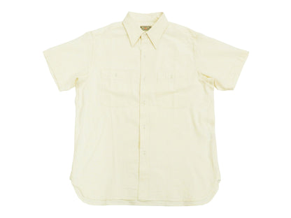 Buzz Rickson Chambray Shirt Men's U.S. Military Style Short Sleeve Button Up Shirt BR35857 Ecru