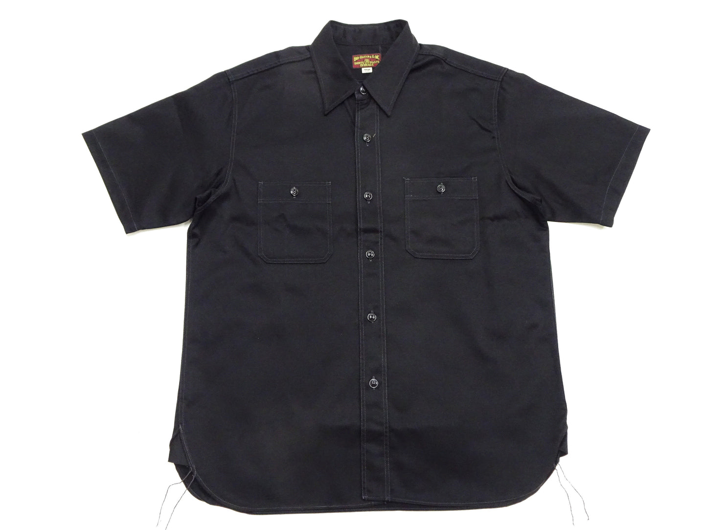 Buzz Rickson Herringbone Work Shirt - Men's Casual Military-Inspired Solid HBT Short-Sleeve Button-Up Shirt BR39530 119) Black