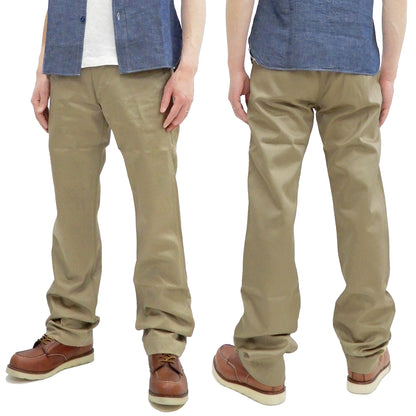 Buzz Rickson's Men's Original Spec Chinos 8.2 oz. Cotton Twill High-Rise Slimmer Straight Fit Military Chino Trousers with Zipper Fly Made in Japan (BR40025, 02 Khaki One Wash)