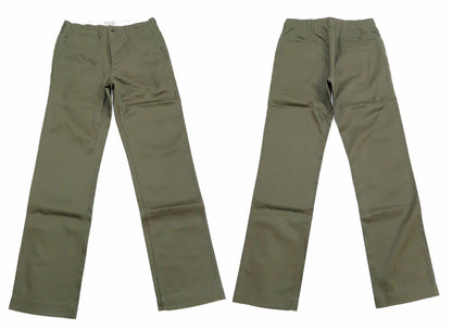 Buzz Rickson's Men's Original Spec Chinos 8.2 oz. Cotton Twill High-Rise Slimmer Straight Fit Military Chino Trousers with Zipper Fly Made in Japan (BR40025, 03 Olive One Wash)