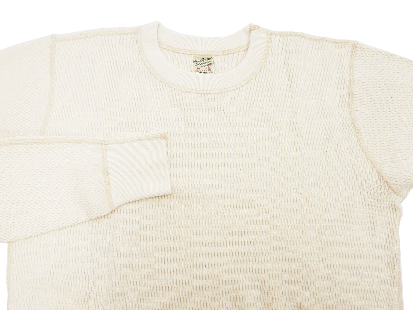 Buzz Rickson Waffle-Knit Thermal T-Shirt Men's Casual Long Sleeve Plain Crew Neck Waffle Tee BR63755 109 Natural