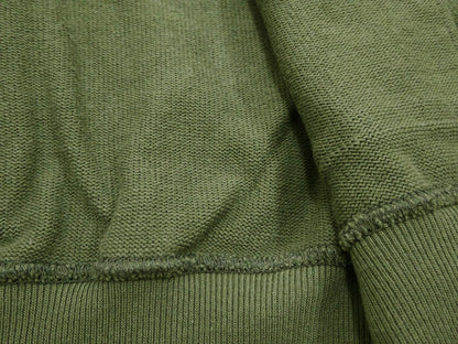 Buzz Rickson Cotton Jersey Zip-Up Top Men's WWII USAAF Type C-2 Style Front Zip Cardigan with Rib Panel BR69444 149 Olive