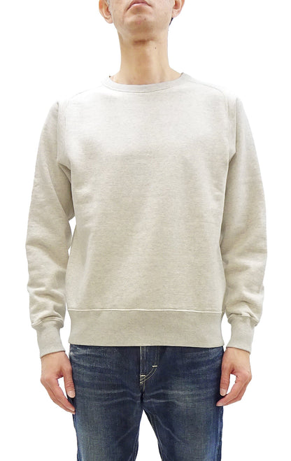 Buzz Rickson Freedom Sleeve Sweatshirt Men's Casual Plain Crewneck Tubular Knit Loop-wheeled Sweatshirt BR69463 131 Oatmeal Color