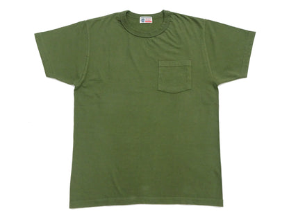 Buzz Rickson Men's Plain Short Sleeve Pocket T-Shirt, Made in USA, 6 oz. Ring-Spun Cotton Tubular-Knit Jersey Tee (BR78711 149 Olive)