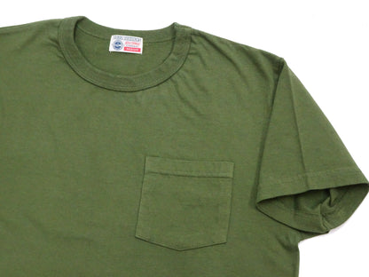 Buzz Rickson Men's Plain Short Sleeve Pocket T-Shirt, Made in USA, 6 oz. Ring-Spun Cotton Tubular-Knit Jersey Tee (BR78711 149 Olive)