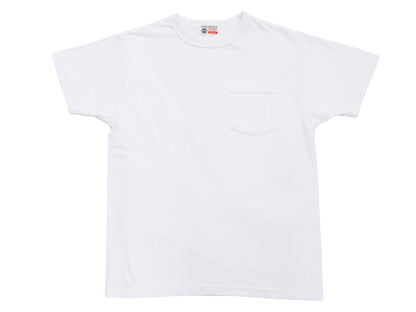 Buzz Rickson Men's Plain Short Sleeve Pocket T-Shirt, Made in USA, 6 oz. Ring-Spun Cotton Tubular-Knit Jersey Tee (BR78711 101 White)