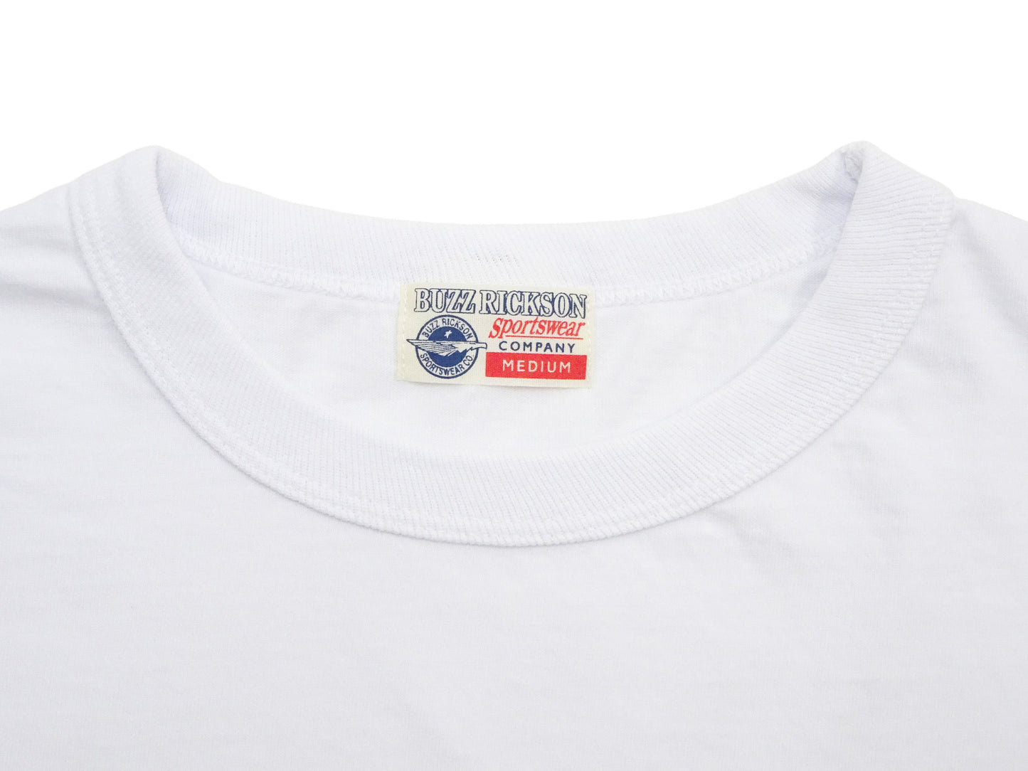 Buzz Rickson Men's Plain Short Sleeve Pocket T-Shirt, Made in USA, 6 oz. Ring-Spun Cotton Tubular-Knit Jersey Tee (BR78711 101 White)