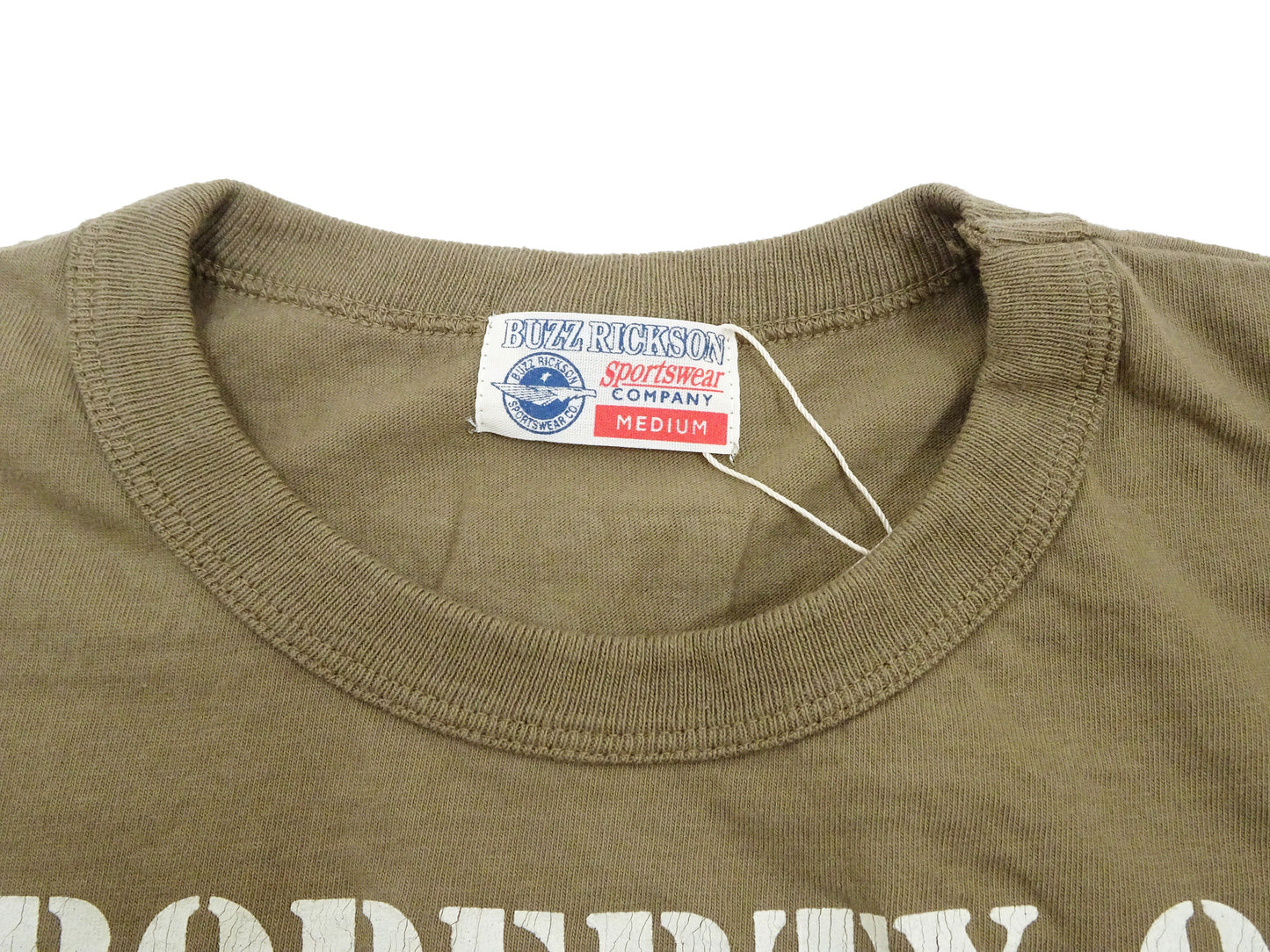 Buzz Rickson T-shirt Men's U.S. Army Athletic Department Military Graphic Short Sleeve Loopwheeled Tee BR79348 135 Khaki