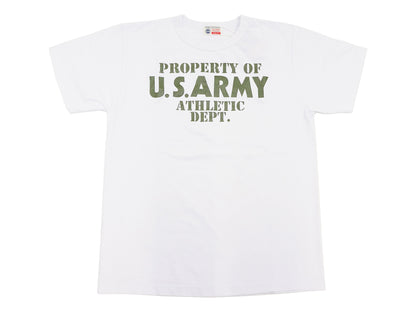 Buzz Rickson T-shirt Men's U.S. Army Athletic Department Military Graphic Short Sleeve Loopwheeled Tee BR79348 101 White