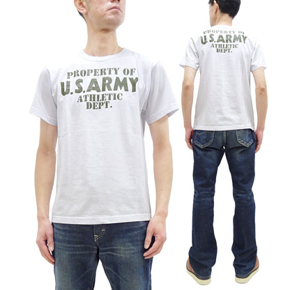 Buzz Rickson T-shirt Men's U.S. Army Athletic Department Military Graphic Short Sleeve Loopwheeled Tee BR79348 101 White